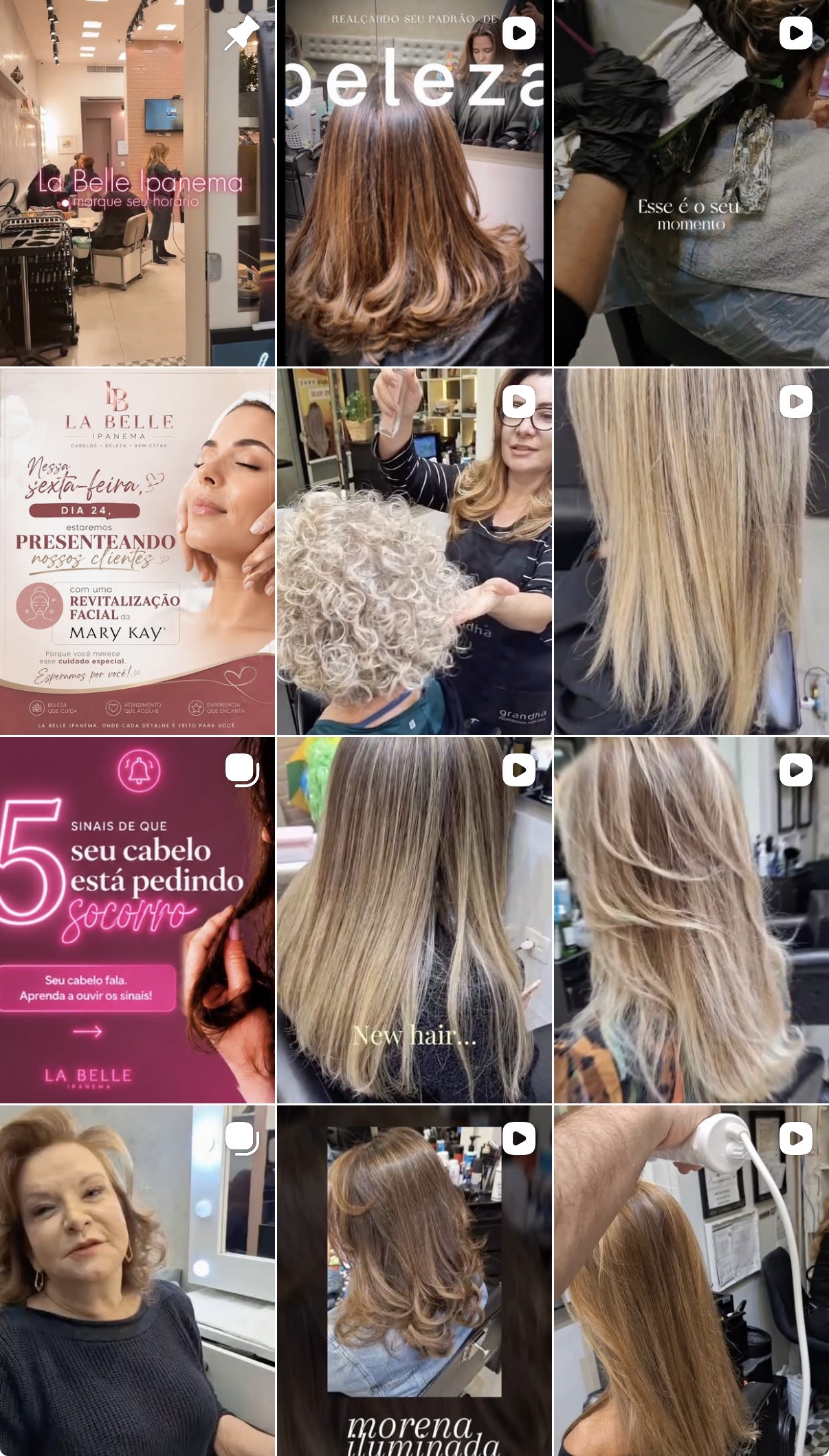 Feed de Instagram criado para o salão La Belle Ipanema